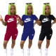 Fashion casual women's offset printing short sleeve shorts two-piece shorts Z1057
