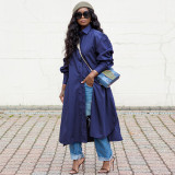 Fashion single-row long-sleeved pocket shirt dress YF8043