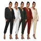 Women's 2021 fall new double-sided velvet fabric fashion sports solid color suit D88135