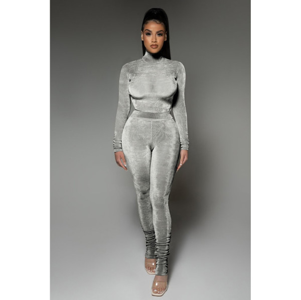 Quality Korean velvet solid color slim fit suit autumn and winter two-piece suit D88131