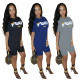 Women's Letter Print Short Sleeve Shorts Two-Piece Set Z1067