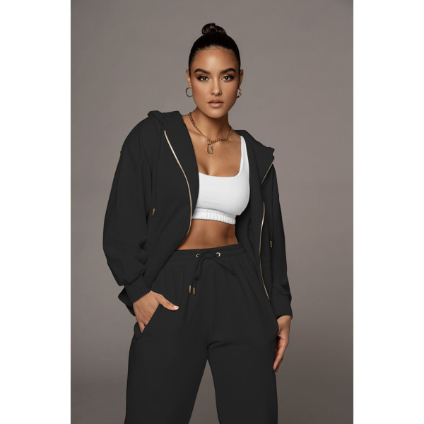 Women's 2021 fall new double-sided velvet fabric fashion sports solid color suit D88135