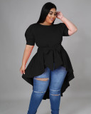 Fashionable Ladies Bowknot Irregular Hem Dress X9324