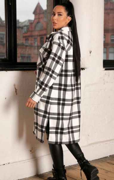 Classic fashion plaid padded long shirt YF8049