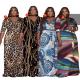 Fashionable Women's Printed V-Neck Sweater Dress X9326