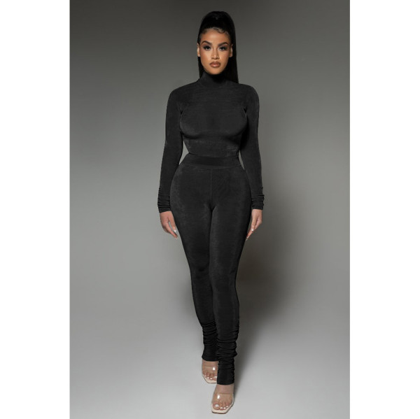 Quality Korean velvet solid color slim fit suit autumn and winter two-piece suit D88131