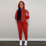 Autumn and winter plus fleece hooded sweater two-piece casual sports suit women F175