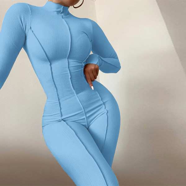 Autumn and winter base high-waist solid color casual sports jumpsuit Q21S997