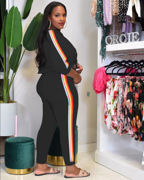 Plus size women's fashion women's round neck 5X plus size casual sexy suit TC100