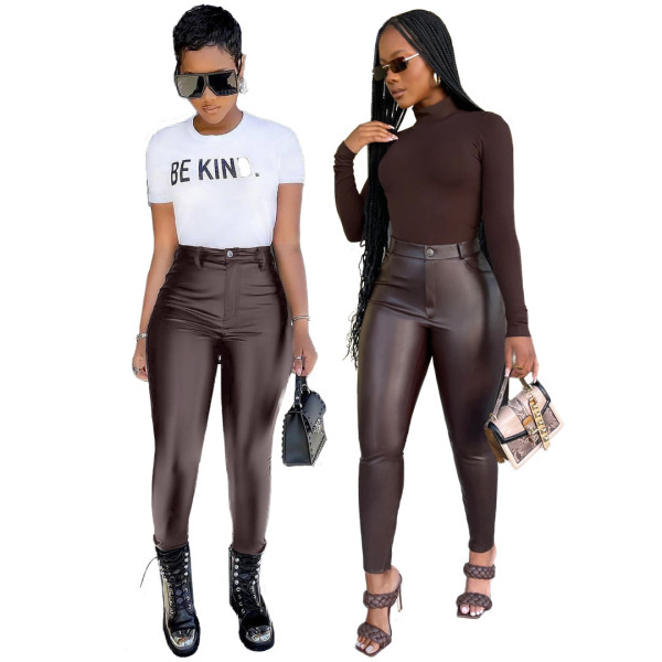 Fashion women's sexy skinny PU leather pants OL96080