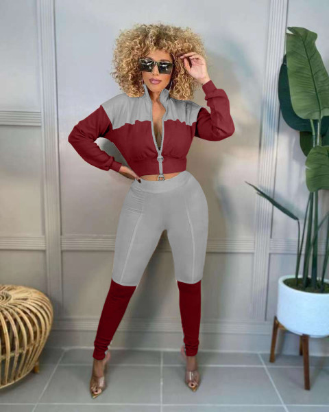 2021 winter loose sweater suit two-way zipper puller XY88085