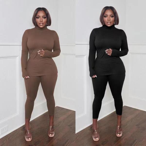 Fashion casual sexy high neck tight-fitting women's two-piece suit D80081