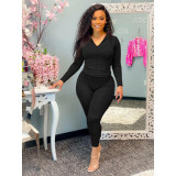 Autumn and winter fashion sports solid color hooded casual two-piece suit Y8091