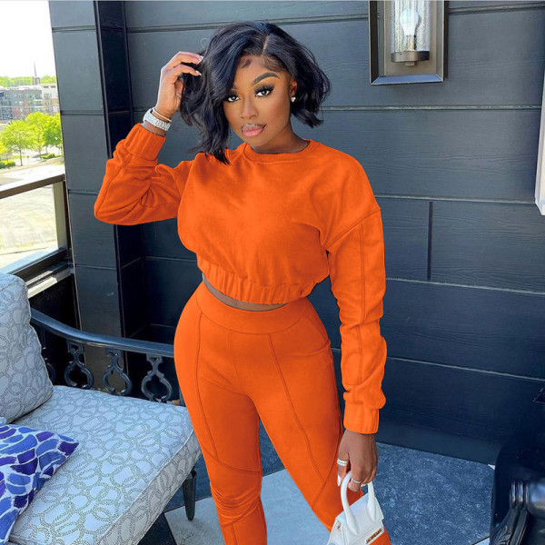 Autumn and winter new leisure sports reverse wear design two-piece suit Q21S996