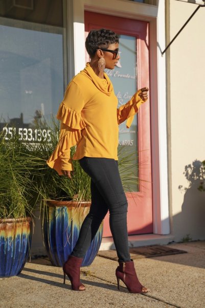 Women's solid color irregular stitching long-sleeved turtleneck top LS8025