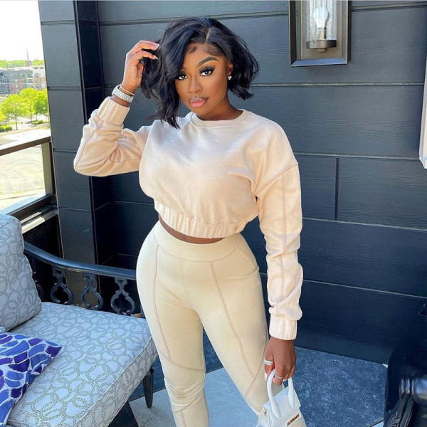 Autumn and winter new leisure sports reverse wear design two-piece suit Q21S996