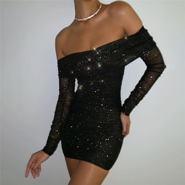 Explosive women's sexy one-word collar off-shoulder pleated evening dress short skirt summer dress D623546130216