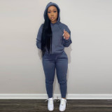 Autumn and winter plus fleece hooded sweater two-piece casual sports suit women F175