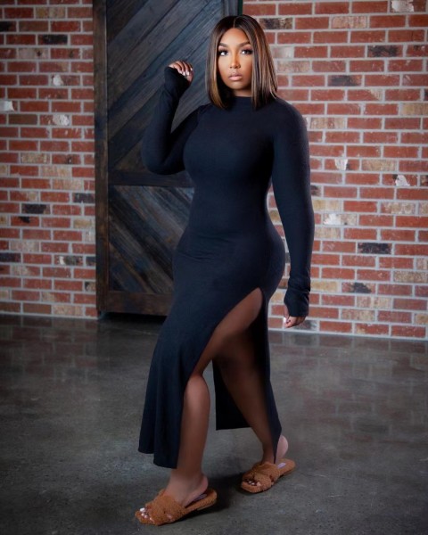 Plus size women's clothing solid color sexy dress with slit hem NY88051