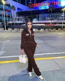 Women's letter embroidered casual sports two-piece suit Y9089
