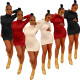 Pure color high-elastic cotton long-sleeved sexy backless nightclub style dress YM229