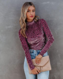 New autumn and winter high neck velvet burnt flower bottoming shirt top S21S5050