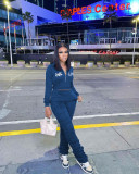 Women's letter embroidered casual sports two-piece suit Y9089