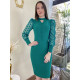 Women's autumn and winter net yarn polka dot stitching solid color sexy waist dress L1112