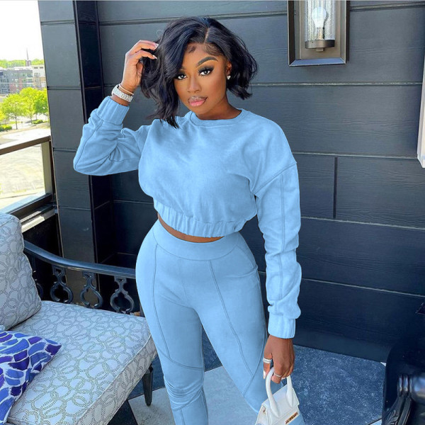 Autumn and winter new leisure sports reverse wear design two-piece suit Q21S996