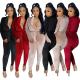 New Korean velvet solid color long-sleeved fashion casual two-piece suit D80065