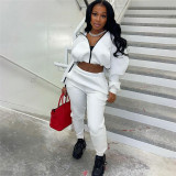 2021 autumn women's new fashion hooded waist loose top casual sports trousers suit women K21S08687