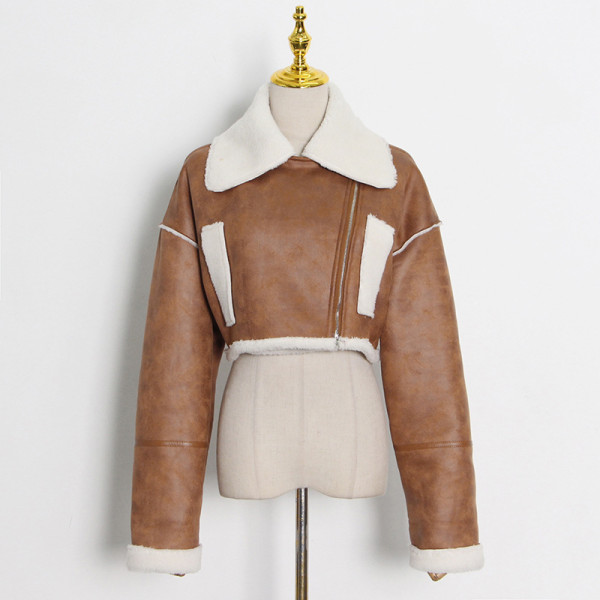 Australia trendy brand short coat for fall/winter 2021 new locomotive lamb hair female lapel fur coat CJA865980