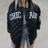 2021 autumn and winter women's new fashion letter embroidery single-breasted mid-length jacket baseball uniform women K21C08826