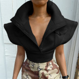 2021 fall new stand-up collar jacket air layer temperament flying sleeve jacket X21TP452