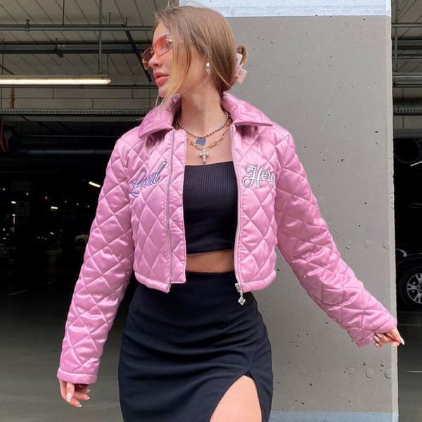 Women's autumn new style 2021 solid color letter embroidered casual jacket Y21TP430