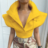 2021 fall new stand-up collar jacket air layer temperament flying sleeve jacket X21TP452