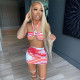 2021 autumn and winter cross-border women's new fashion halter neck lace halter sexy bag hip short skirt two-piece suit K21S08201