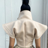 2021 fall new stand-up collar jacket air layer temperament flying sleeve jacket X21TP452