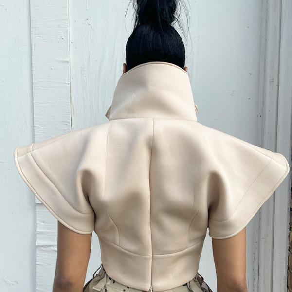 2021 fall new stand-up collar jacket air layer temperament flying sleeve jacket X21TP452