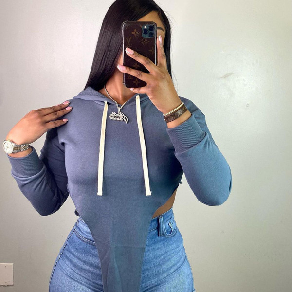 Women's Fall 2021 New Pure Color Long Sleeve T-Shirt Women's Casual Hoodie Sweater W21TP424