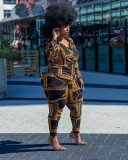 Large size casual printing two-piece slim fit J21Y6090