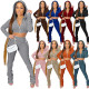 Fleece sweater solid color pile pants casual two-piece suit Q21S992