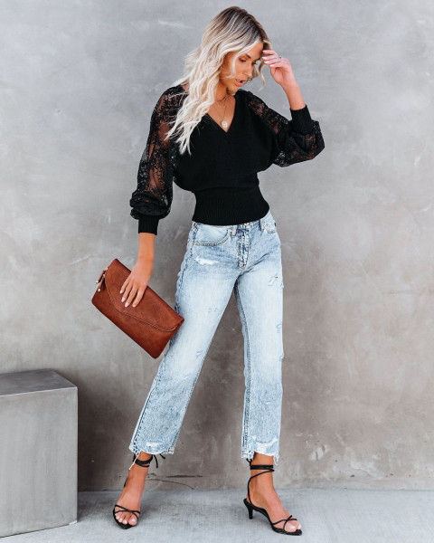 V-neck lace thread stitching commuter sexy top S21Y5047
