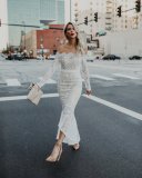 Eyelashes, lace, one-shoulder, mermaid dress, fashionable temperament dress S21Y5043