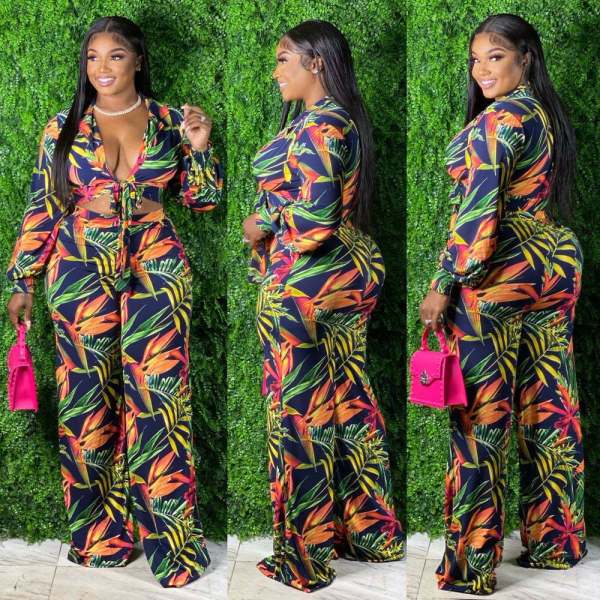 Plus size women's clothing autumn and winter new style bohemian sexy two-piece suit Q21S948