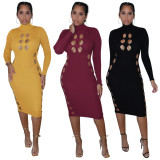 Women's New Style Hole Striped Perforated Dress z9141