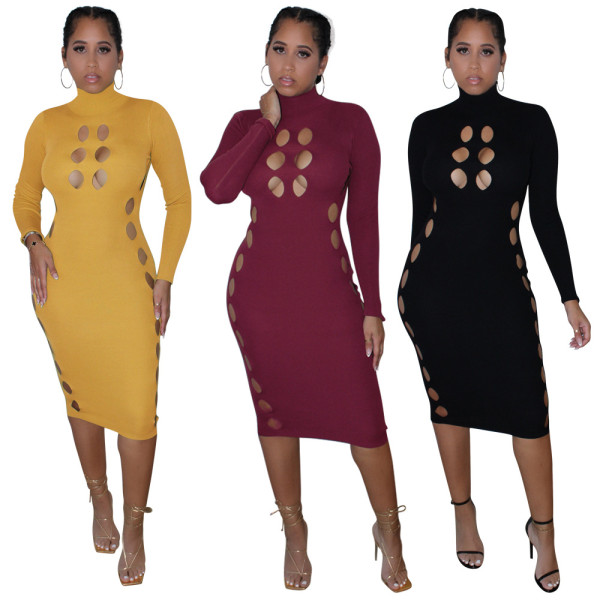 Women's New Style Hole Striped Perforated Dress z9141