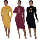 Women's New Style Hole Striped Perforated Dress z9141