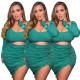 Plus size women's clothing new autumn and winter print low-cut sexy dress with slits J21Y6096