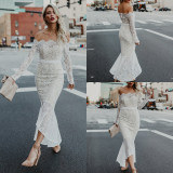Eyelashes, lace, one-shoulder, mermaid dress, fashionable temperament dress S21Y5043